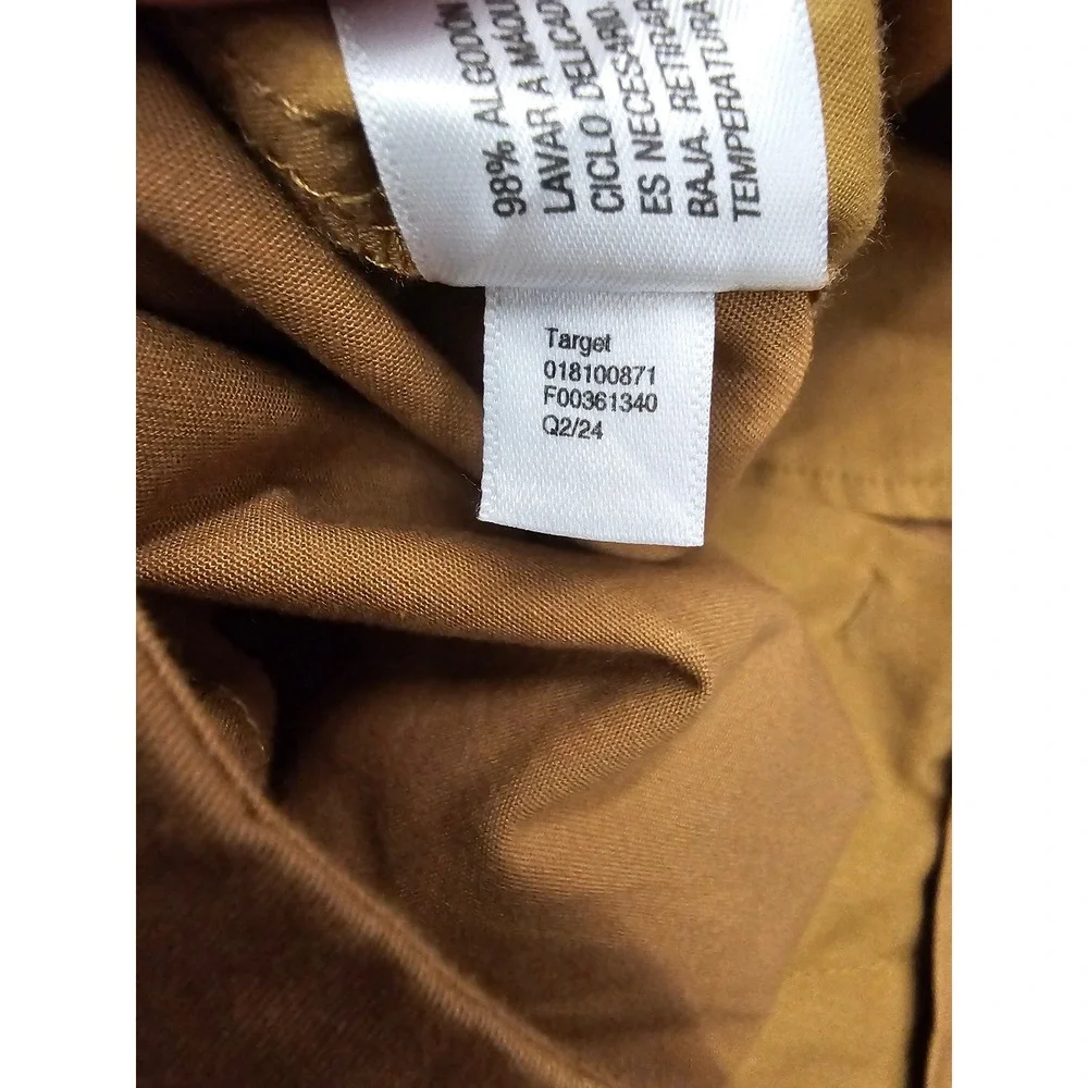 A New Day Womens Wide Leg Cargo Pants Brown Cotton Blend Casual Size 4